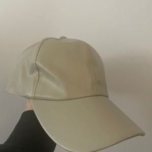 beige leather hat